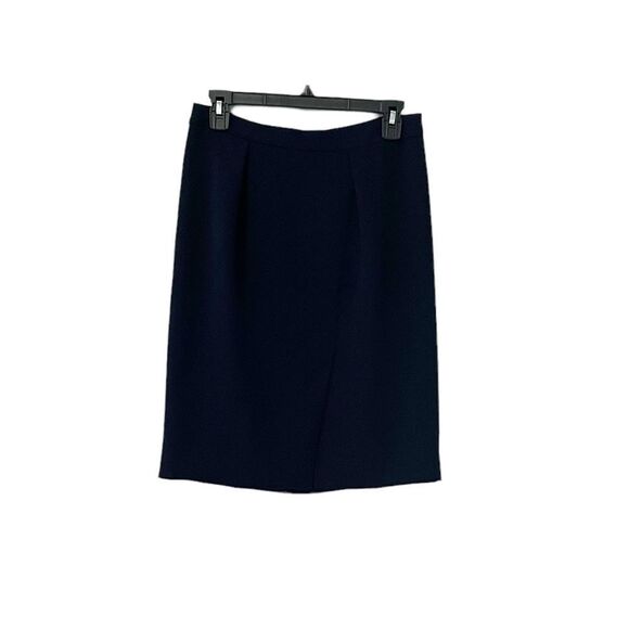 J. Crew Navy Blue Front Pleated Pencil Skirt Size 2 - Picture 1 of 7